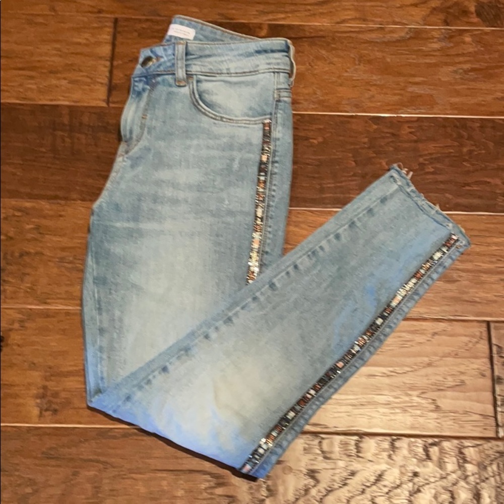 Zara jeans with crystal beads down the sides